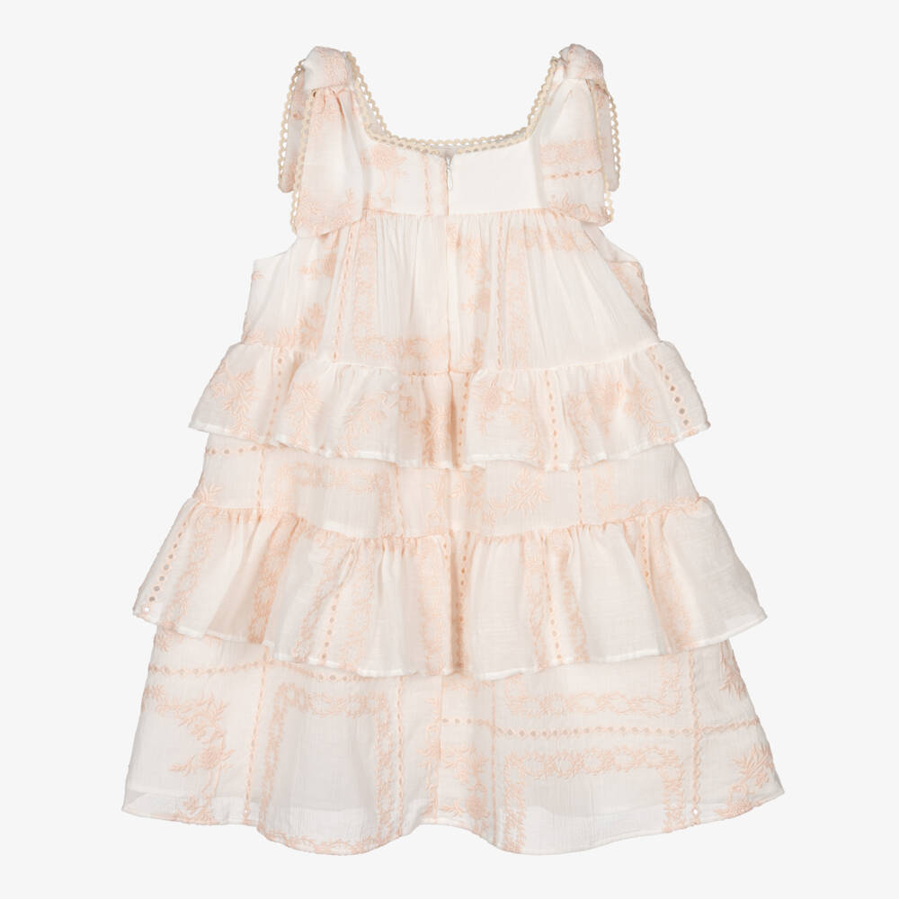 Patachou-Кремовое кружевное платье с цветочным узором для девочек | Childrensalon Outlet