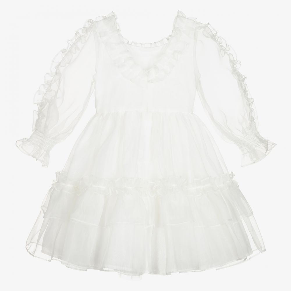 Patachou-فستان أورغانزا لون عاجي | Childrensalon Outlet