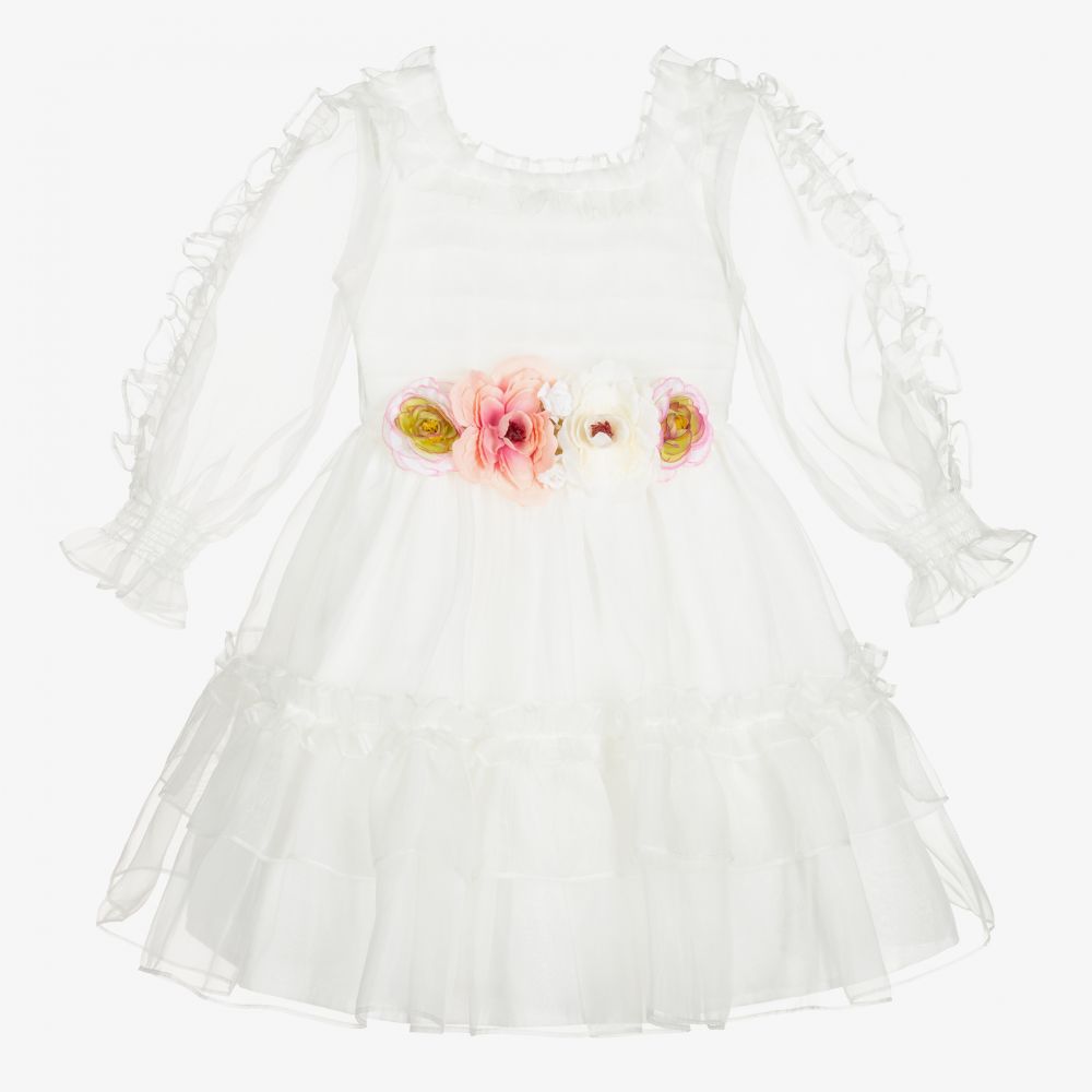 Patachou - Кремовое платье из органзы для девочек  | Childrensalon