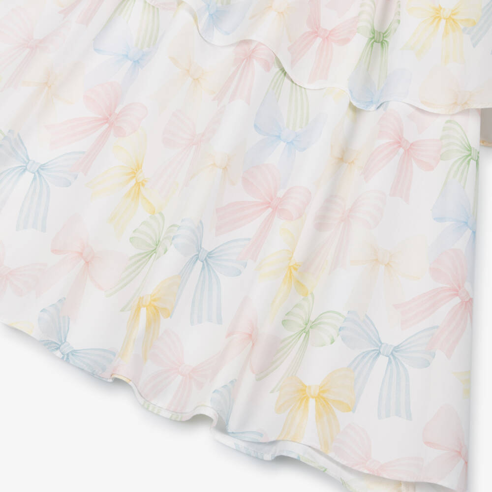 Patachou-Girls Ivory & Pastel Bow Print Layered Cotton Dress | Childrensalon Outlet