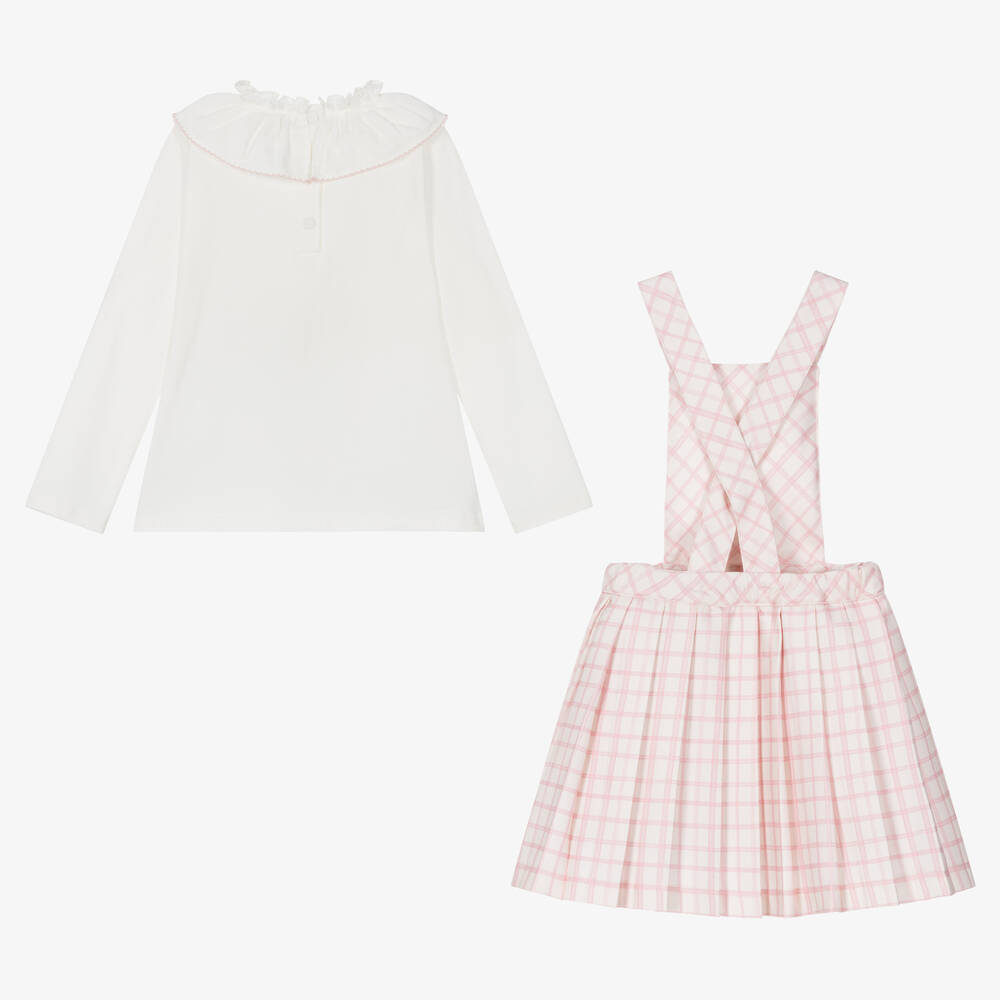 Patachou-Girls Ivory & Pink Check Dress Set | Childrensalon Outlet