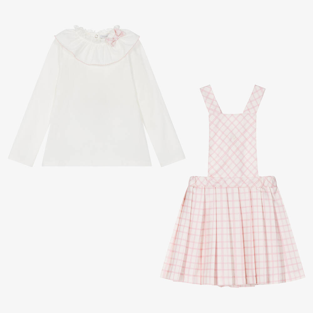 Patachou-Girls Ivory & Pink Check Dress Set | Childrensalon Outlet