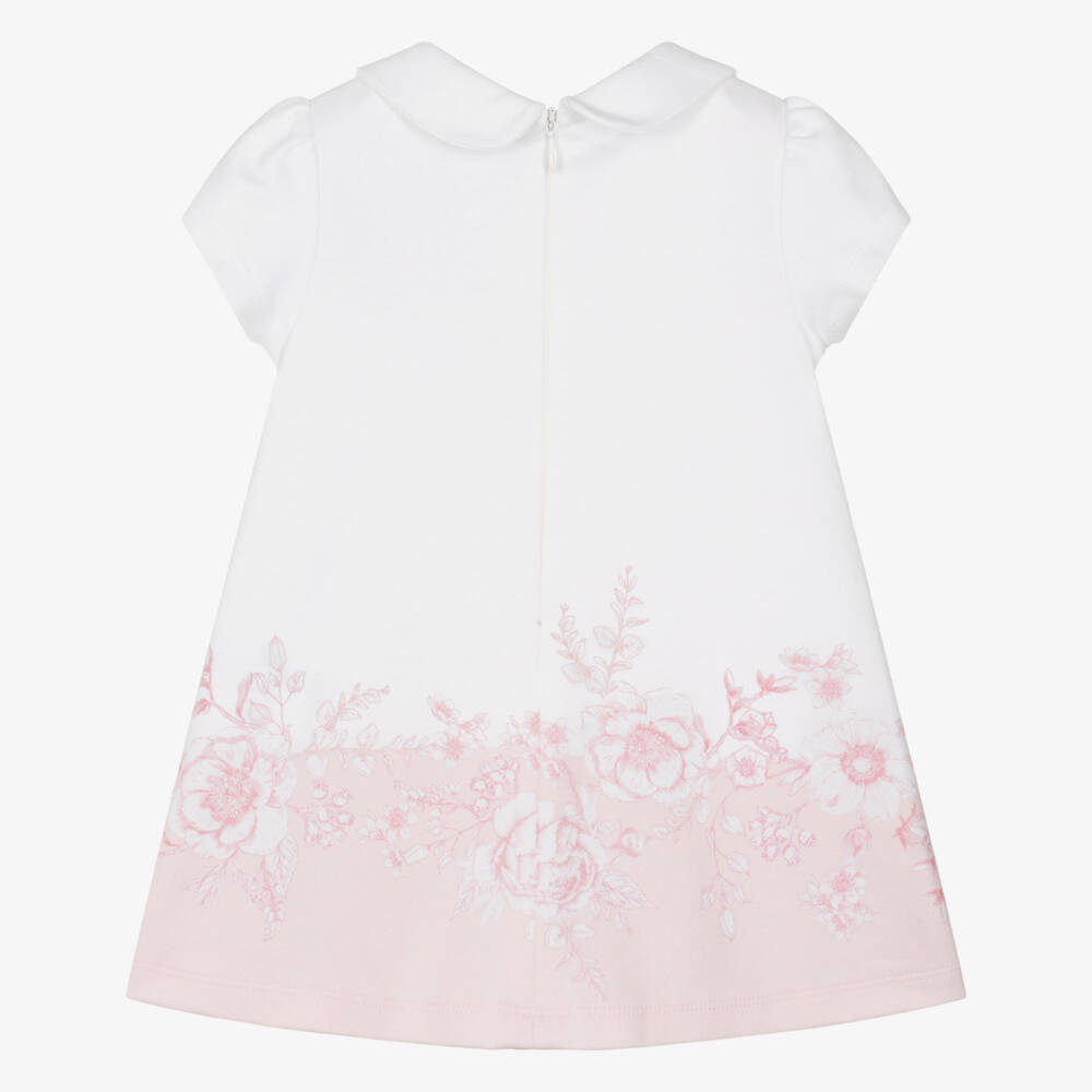 Patachou-Girls Ivory & Pink Floral Cotton Jersey Dress | Childrensalon Outlet