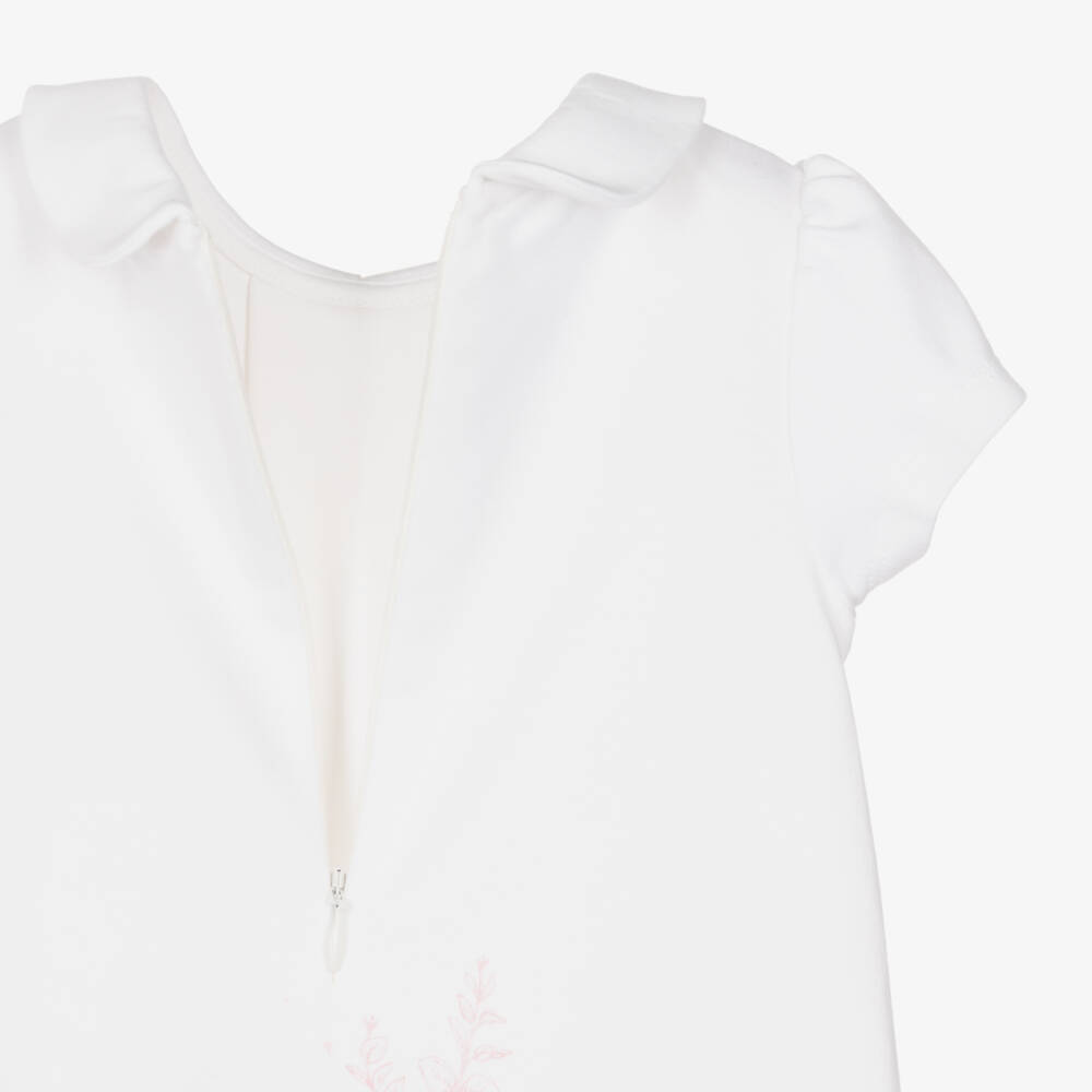 Patachou-Girls Ivory & Pink Floral Cotton Jersey Dress | Childrensalon Outlet
