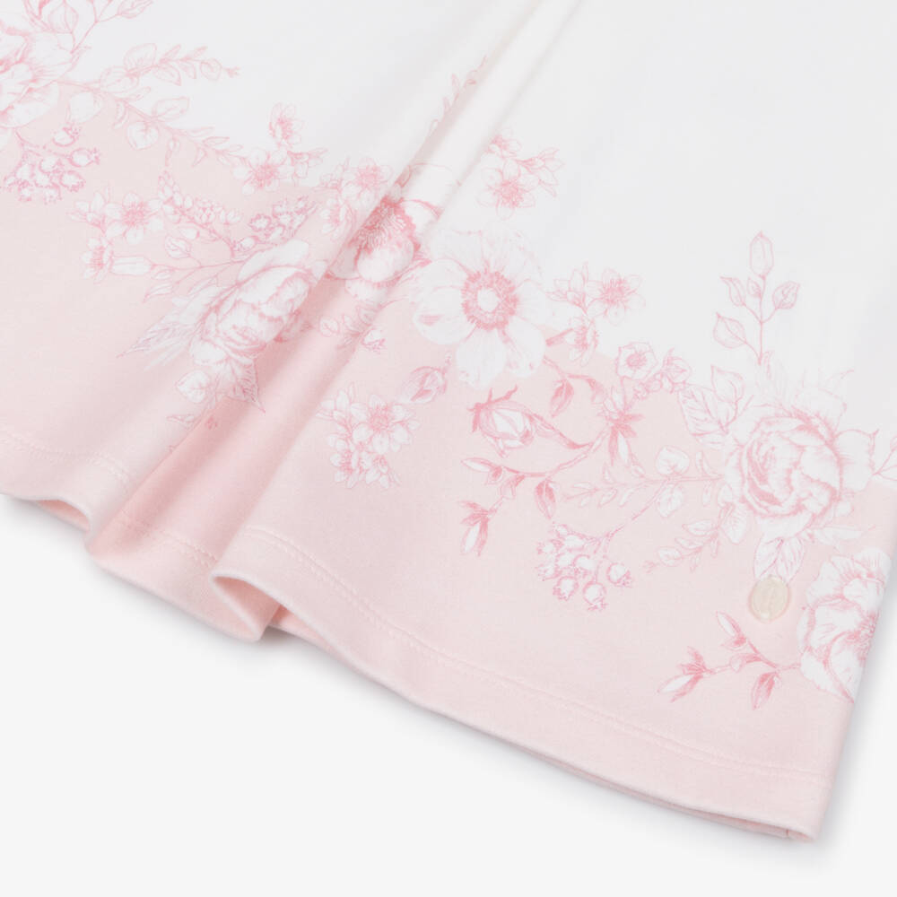 Patachou-Girls Ivory & Pink Floral Cotton Jersey Dress | Childrensalon Outlet