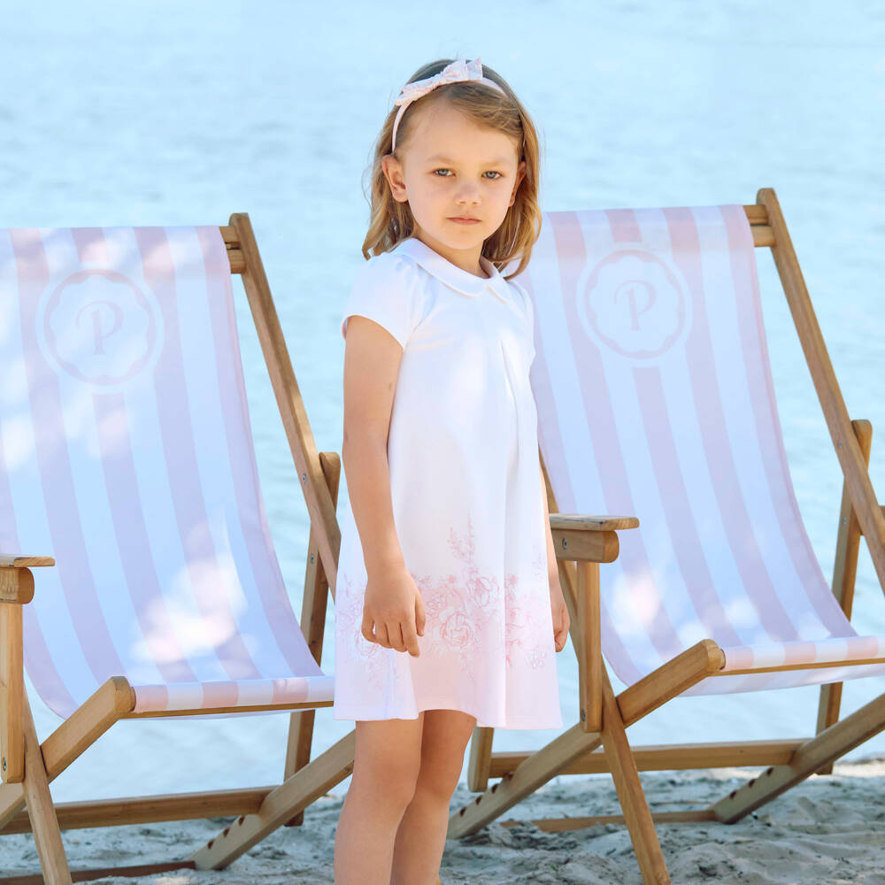 Patachou-Girls Ivory & Pink Floral Cotton Jersey Dress | Childrensalon Outlet
