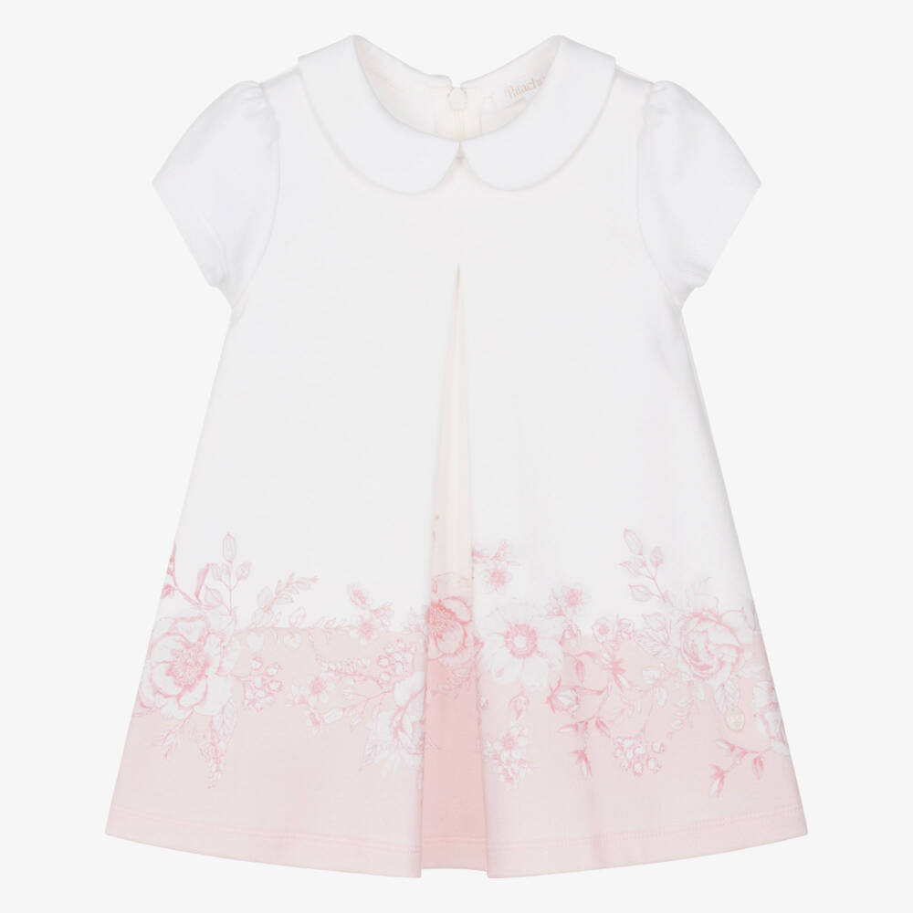 Patachou-Girls Ivory & Pink Floral Cotton Jersey Dress | Childrensalon Outlet