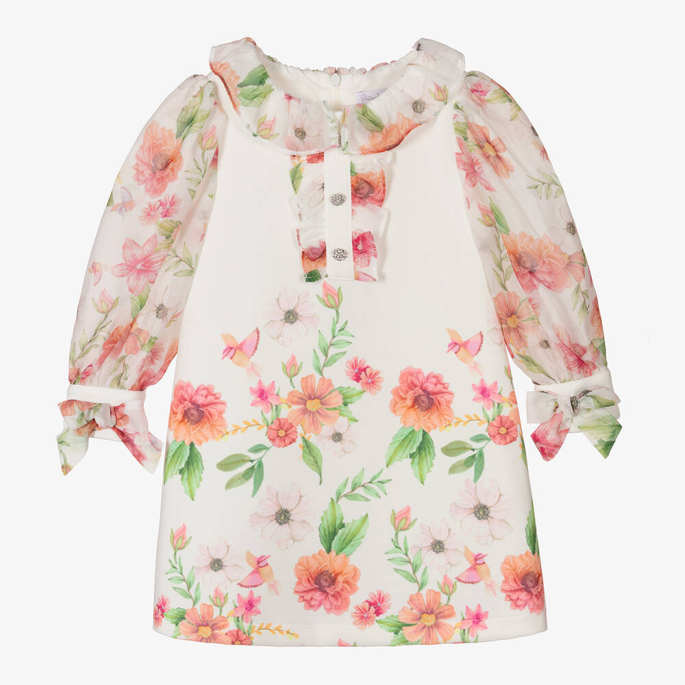 Patachou - Girls Ivory & Pink Floral Dress | Childrensalon