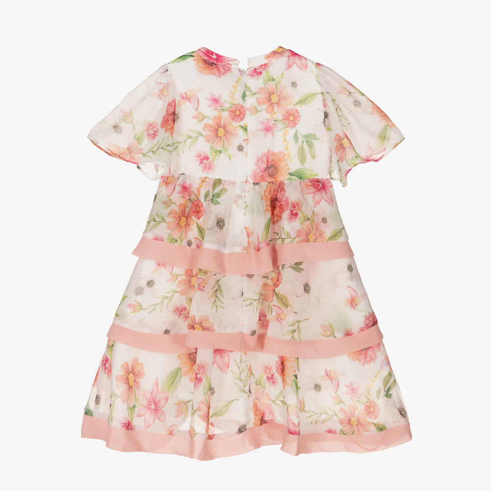 Patachou-Кремово-розовое многоярусное платье с цветами | Childrensalon Outlet
