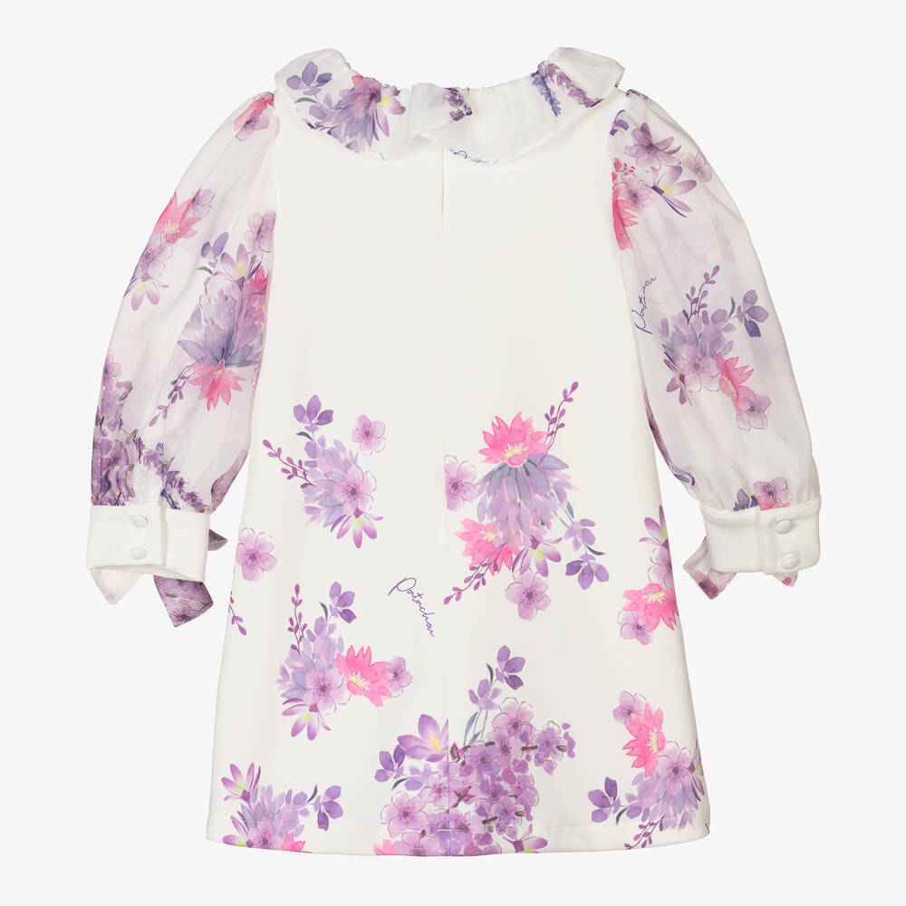 Patachou-Кремовое платье с фиолетовыми цветами | Childrensalon Outlet