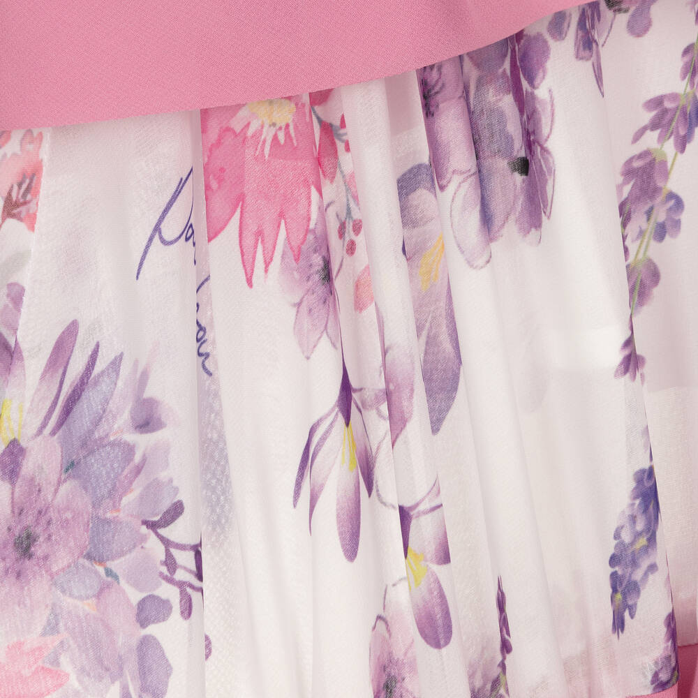 Patachou-Кремово-фиолетовое многоярусное платье с цветами | Childrensalon Outlet