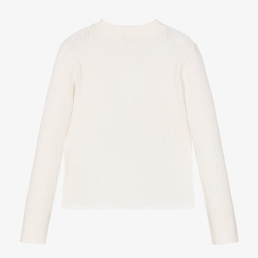 Patachou-Girls Ivory Rib Knit Sweater | Childrensalon Outlet