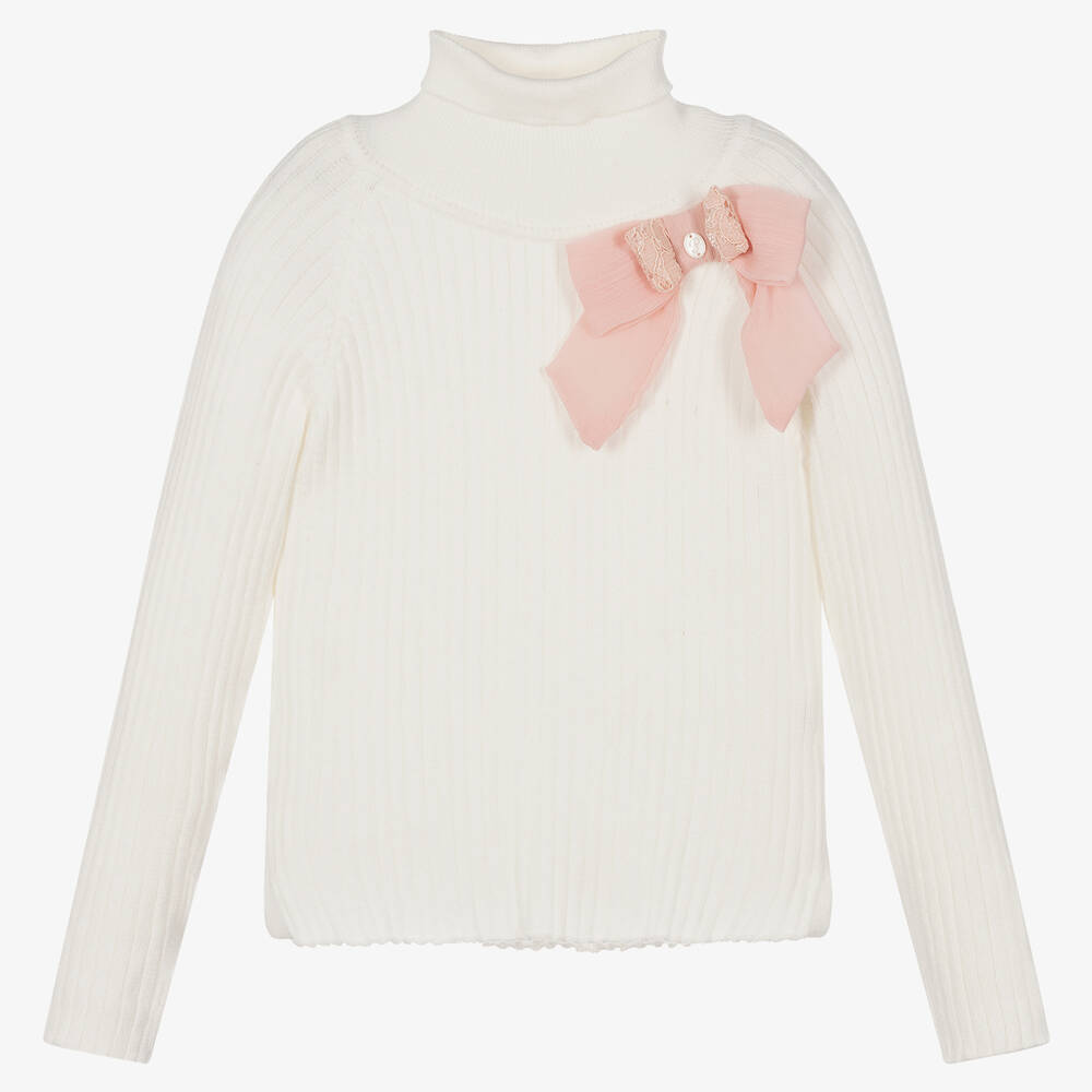 Patachou - Girls Ivory Roll Neck Sweater | Childrensalon