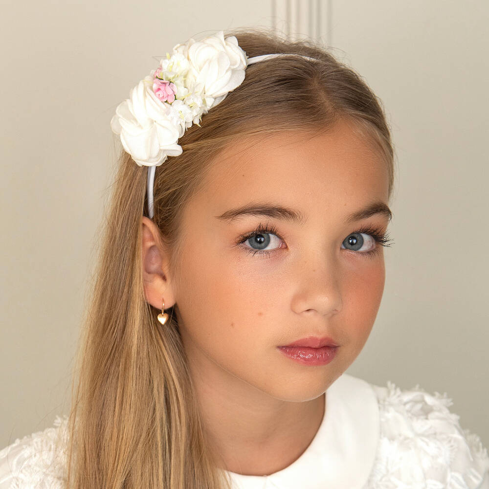 Patachou-Girls Ivory Roses Hairband | Childrensalon Outlet