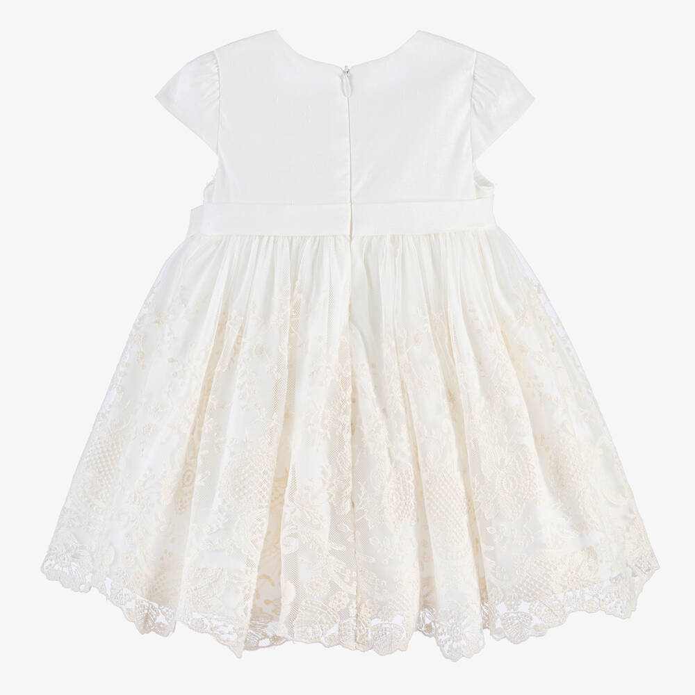 Patachou-Girls Ivory Satin & Lace Dress | Childrensalon Outlet