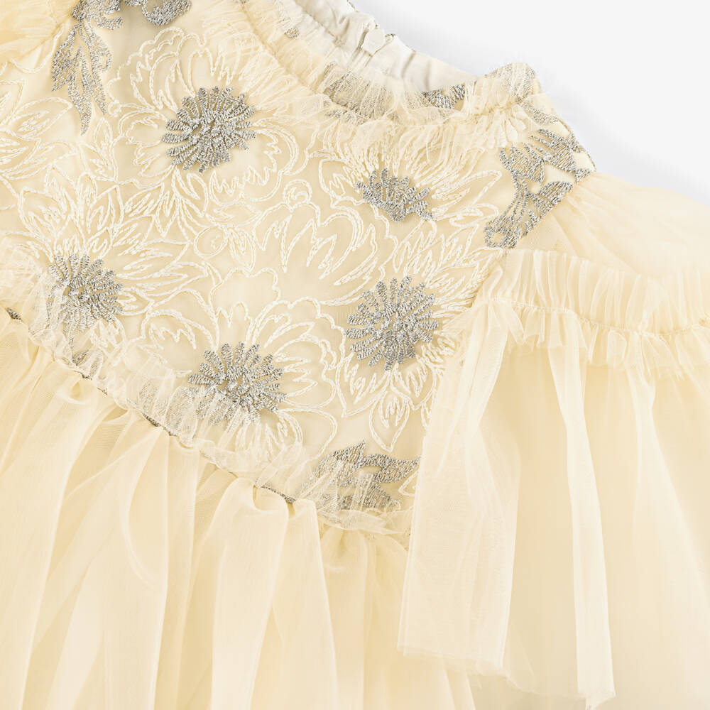 Patachou-Girls Ivory Silver Tulle Gown | Childrensalon Outlet