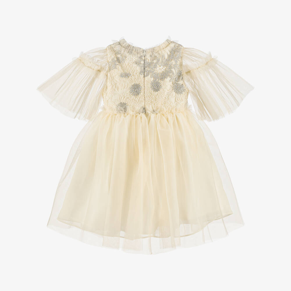 Patachou-Girls Ivory Silver Tulle Gown | Childrensalon Outlet