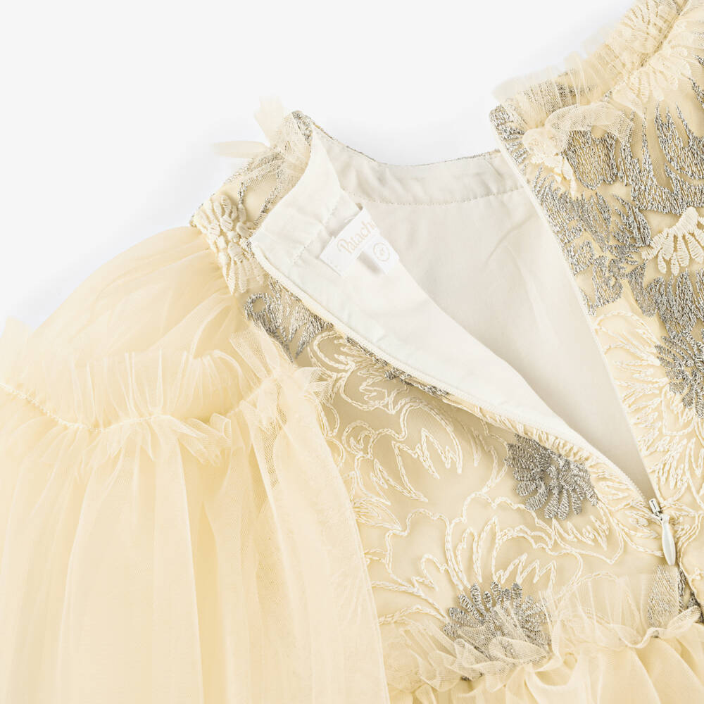 Patachou-Girls Ivory Silver Tulle Gown | Childrensalon Outlet