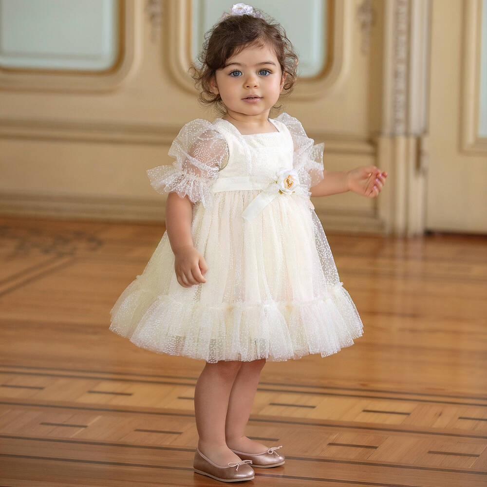 Girls ivory top tulle dress