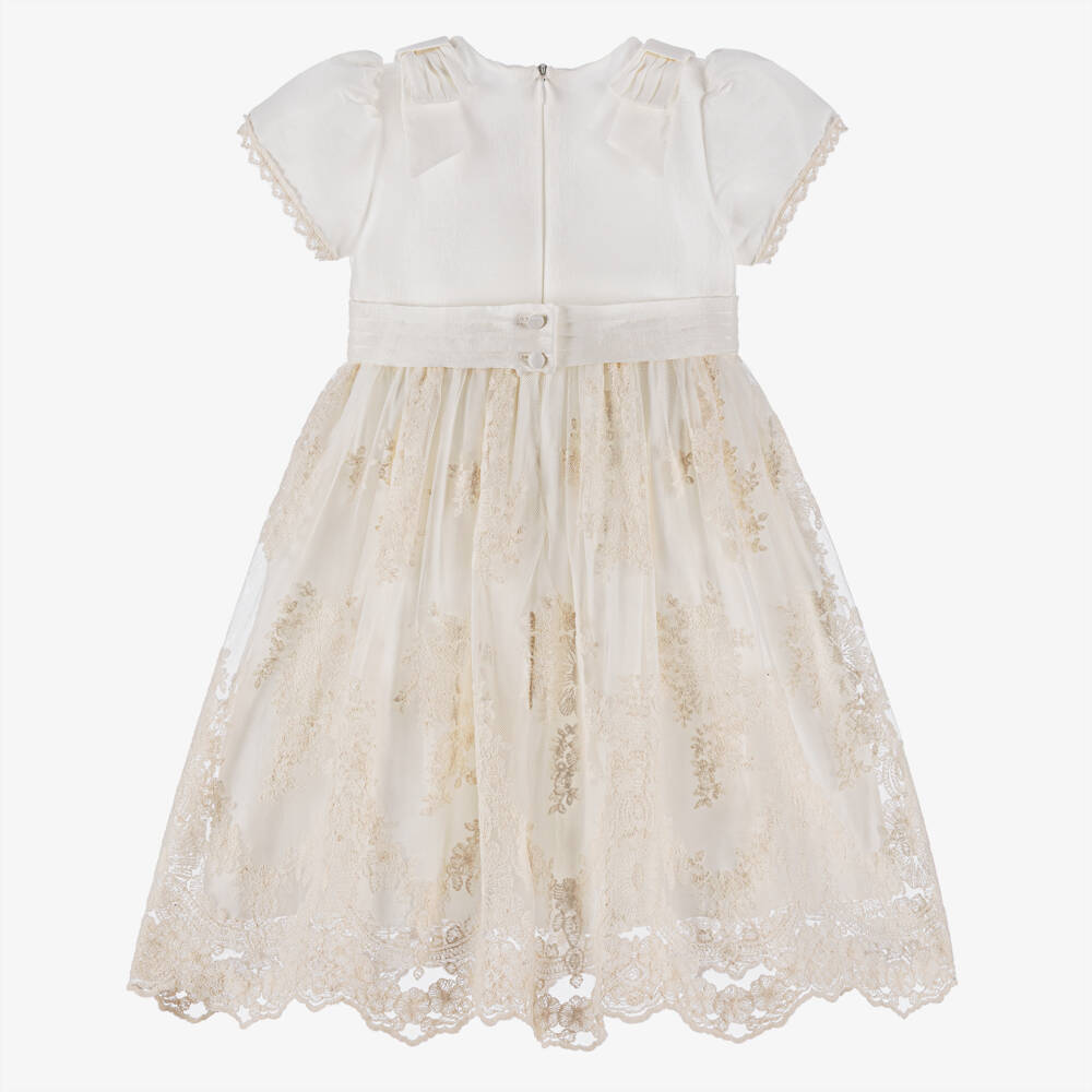 Patachou-Girls Ivory Taffeta & Tulle Elegance | Childrensalon Outlet