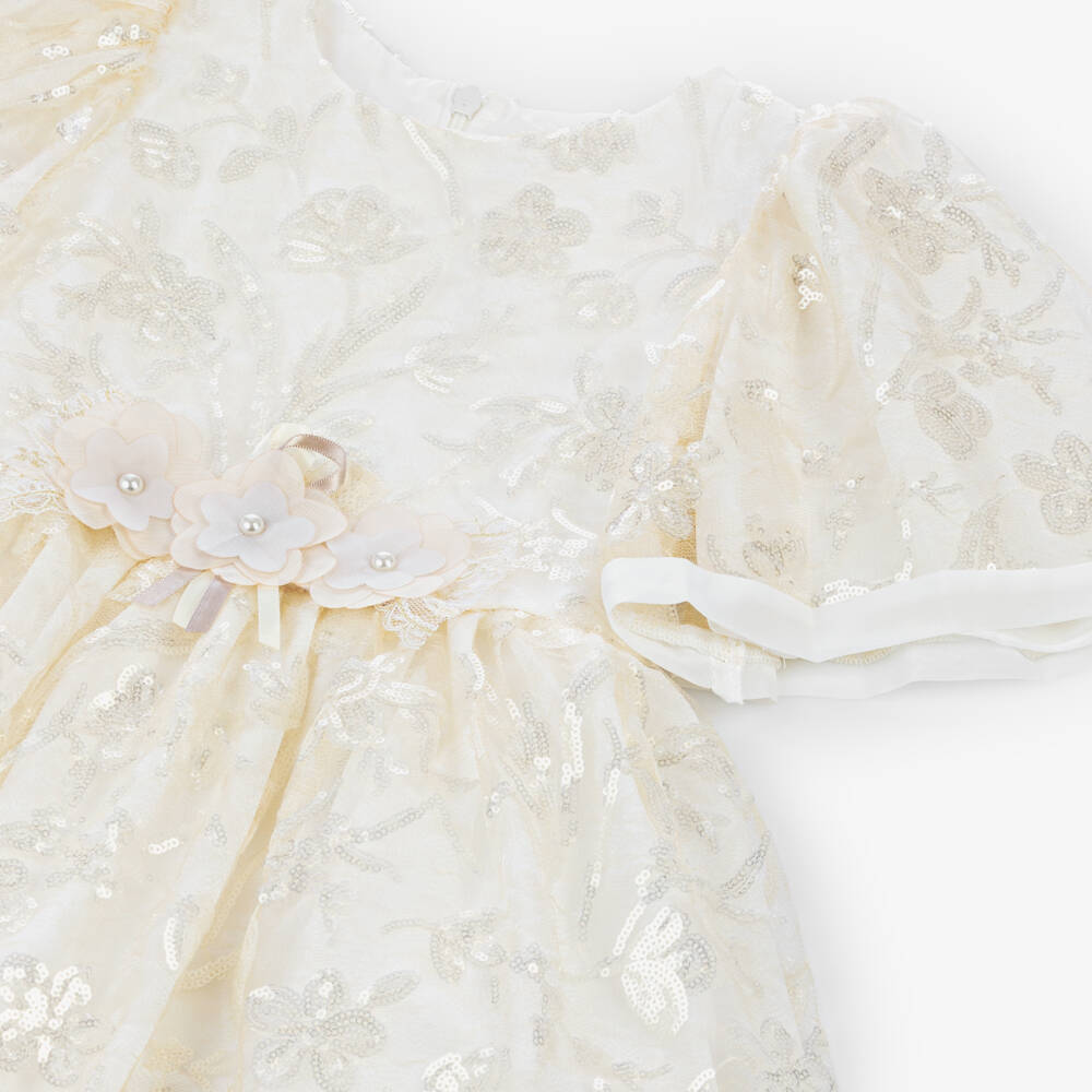 Patachou-Girls Ivory Tulle & Sequin Gown | Childrensalon Outlet