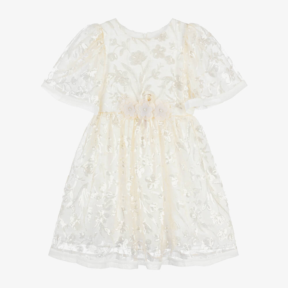 Patachou-Girls Ivory Tulle & Sequin Gown | Childrensalon Outlet