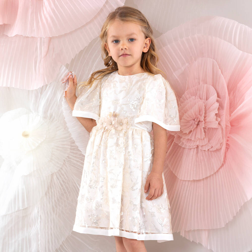 Patachou-Girls Ivory Tulle & Sequin Gown | Childrensalon Outlet