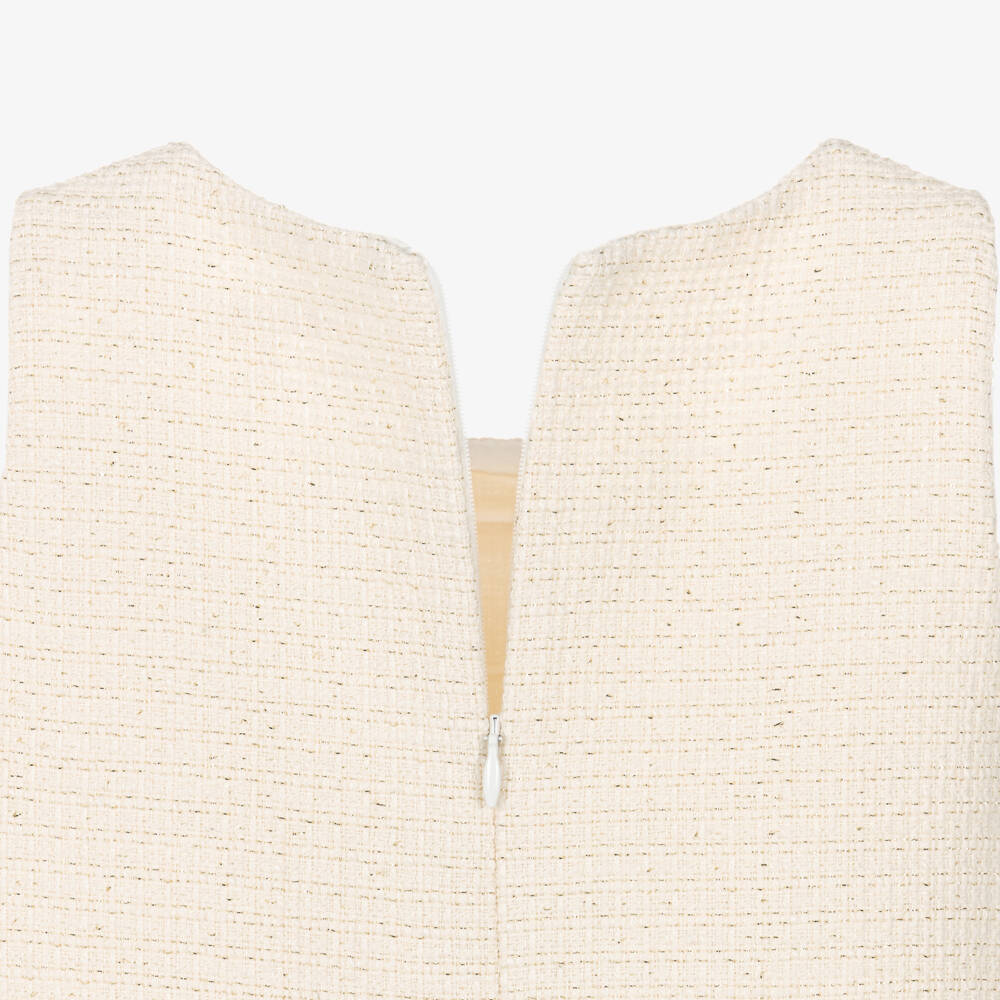 Patachou-Girls Ivory Tweed Dress Set with Pearl Buttons | Childrensalon Outlet