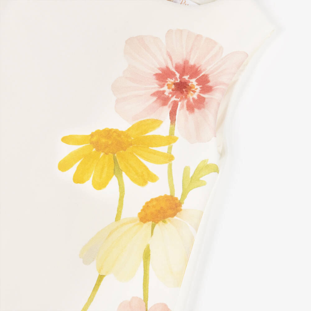 Patachou-Girls Ivory Watercolour Floral Crêpe Dress | Childrensalon Outlet
