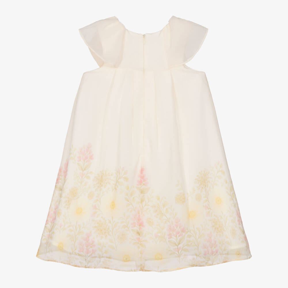 Patachou-Girls Ivory & Yellow Floral Chiffon Dress with Bow | Childrensalon Outlet