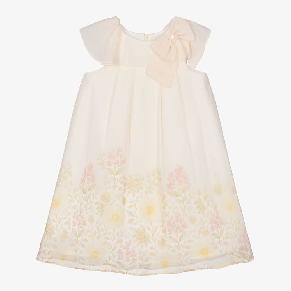 Patachou-Girls Ivory & Yellow Floral Chiffon Dress with Bow | Childrensalon Outlet