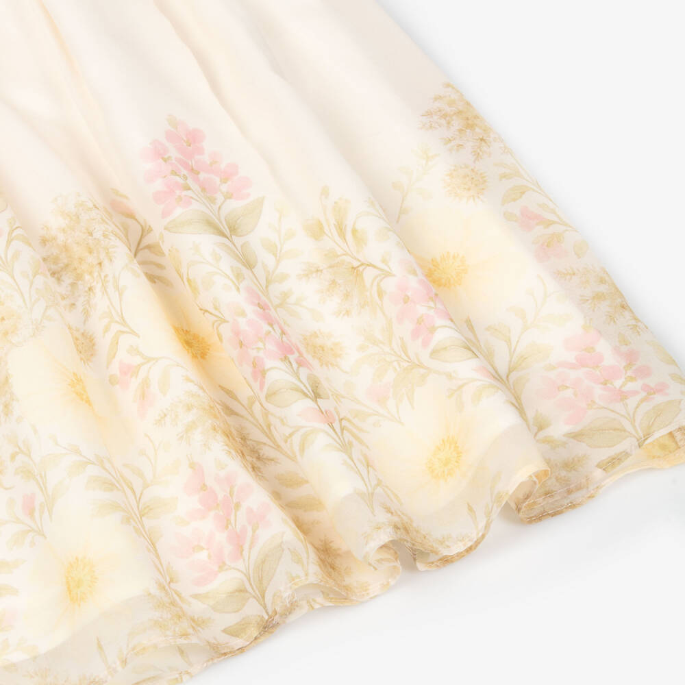 Patachou-Girls Ivory & Yellow Floral Chiffon Dress with Bow | Childrensalon Outlet