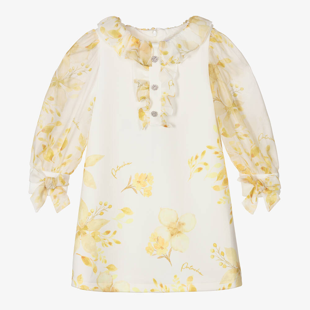 Patachou - Girls Ivory & Yellow Floral Dress | Childrensalon