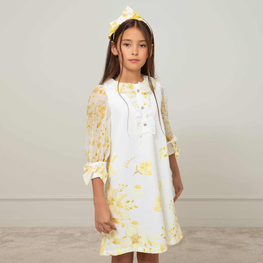 Patachou-Кремовое платье с желтыми цветами | Childrensalon Outlet