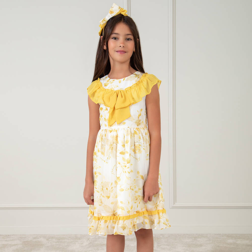 Patachou-Girls Ivory & Yellow Floral Print Dress | Childrensalon Outlet