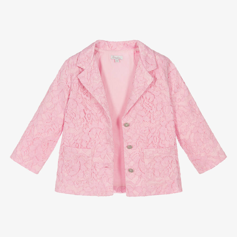 Patachou-Girls Lavender Pink Lace Blazer | Childrensalon Outlet