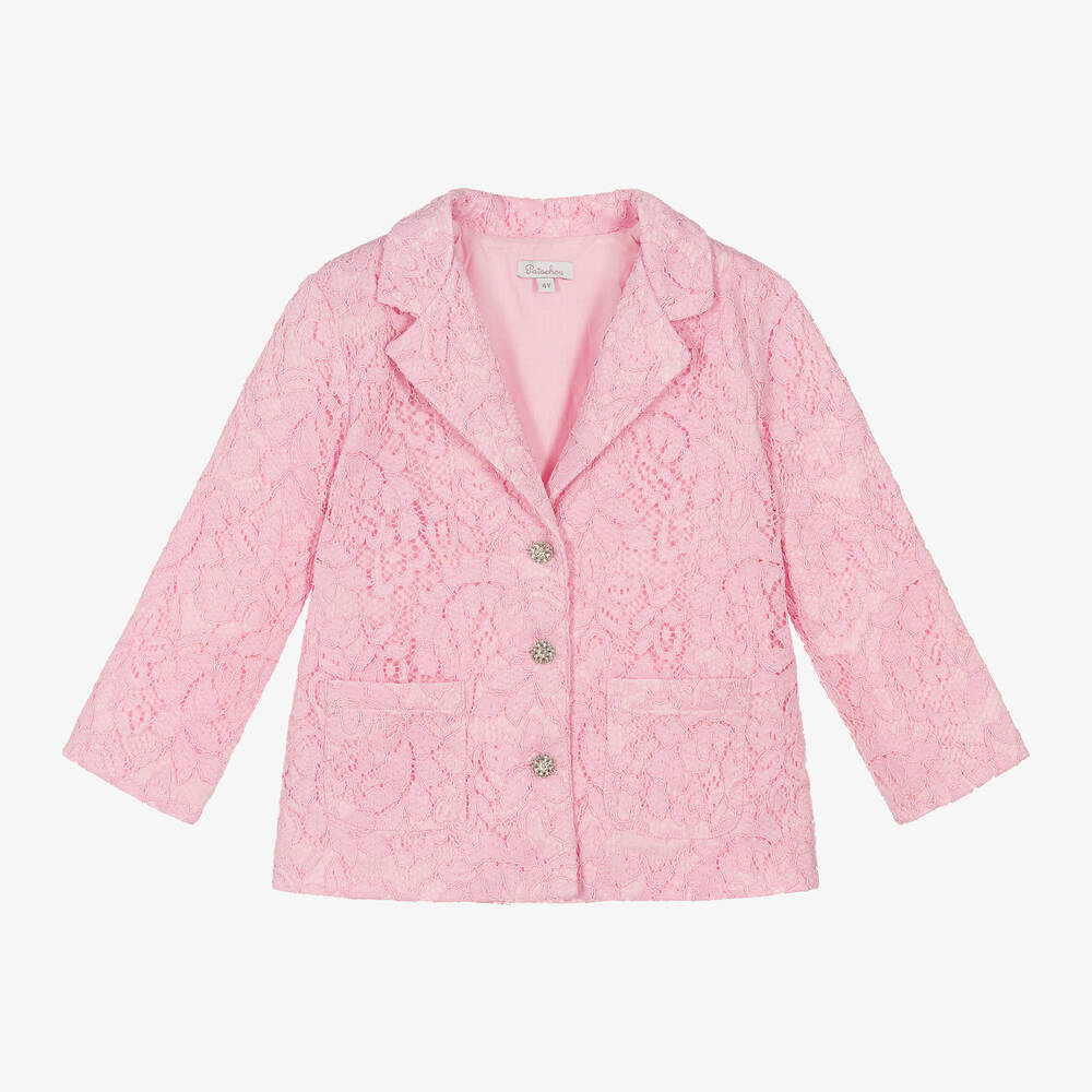 Patachou - Girls Lavender Pink Lace Blazer | Childrensalon