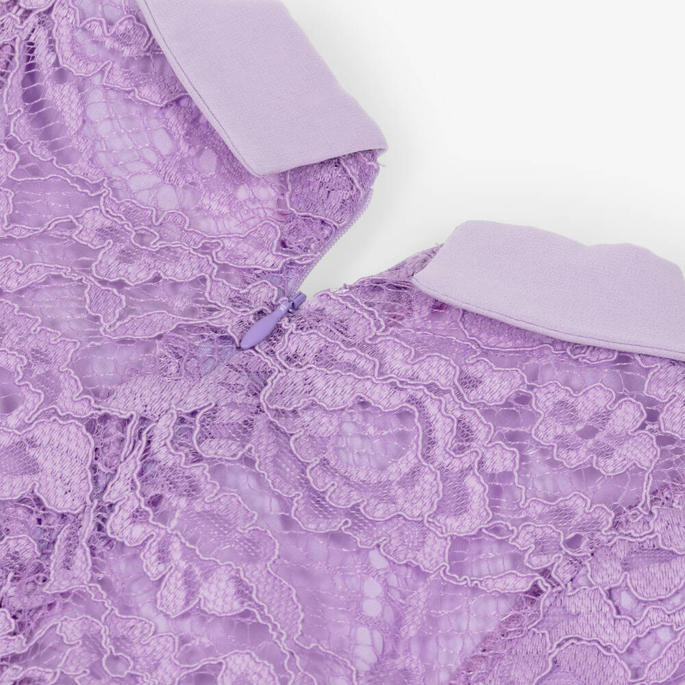 Patachou-Girls Lavender Purple Guipure Lace Dress | Childrensalon Outlet