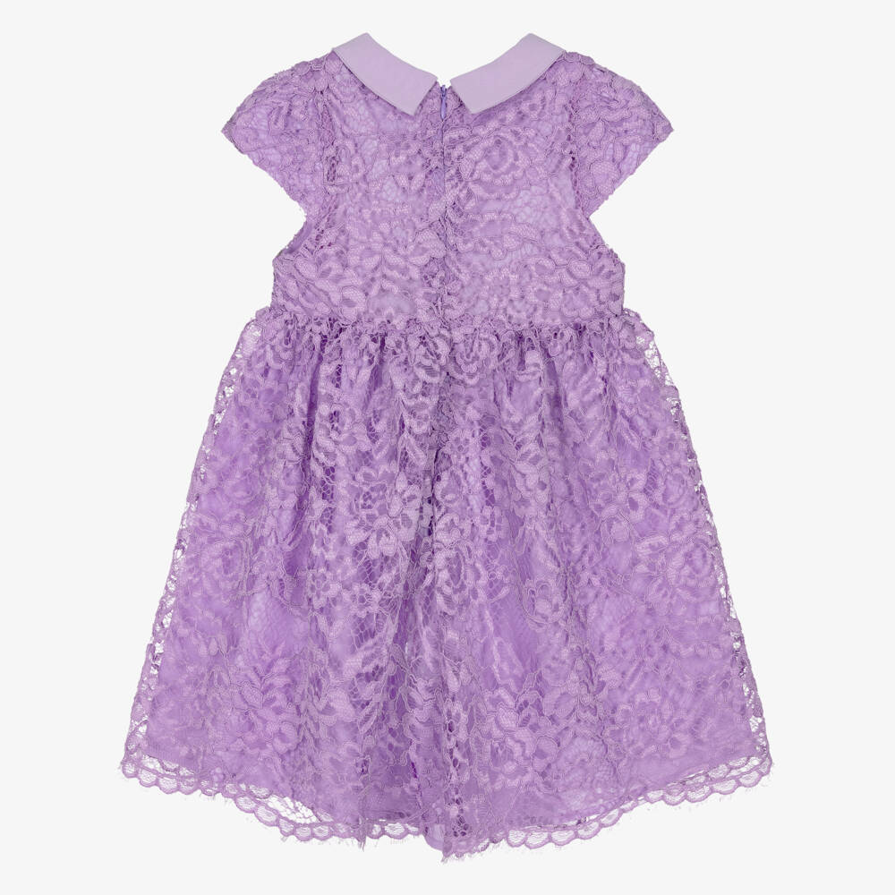Patachou-Girls Lavender Purple Guipure Lace Dress | Childrensalon Outlet