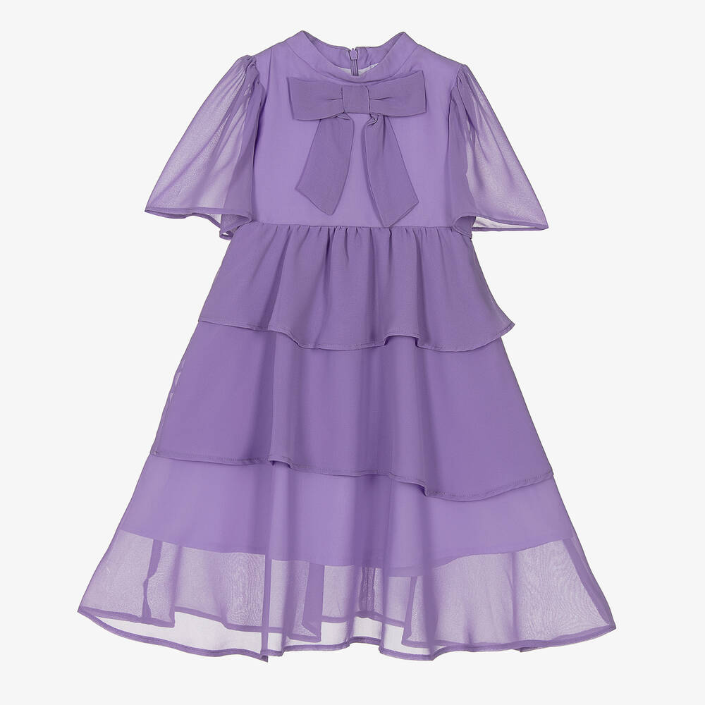 Patachou - Girls Lilac Chiffon Dress | Childrensalon