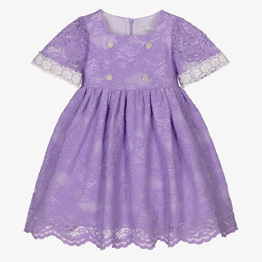 Patachou-Girls Lilac Lace Dress | Childrensalon Outlet