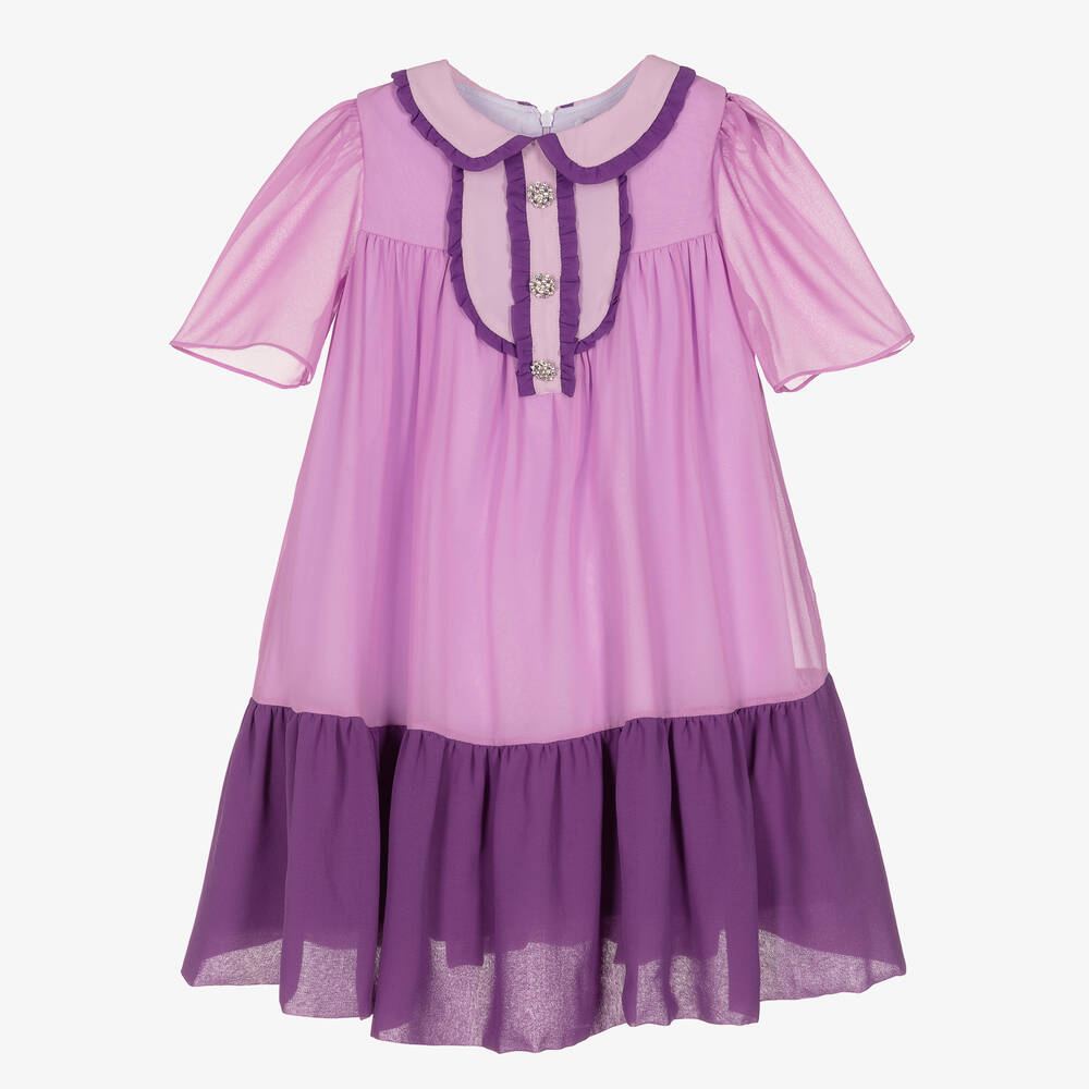 Patachou - Girls Lilac Purple Chiffon Dress | Childrensalon
