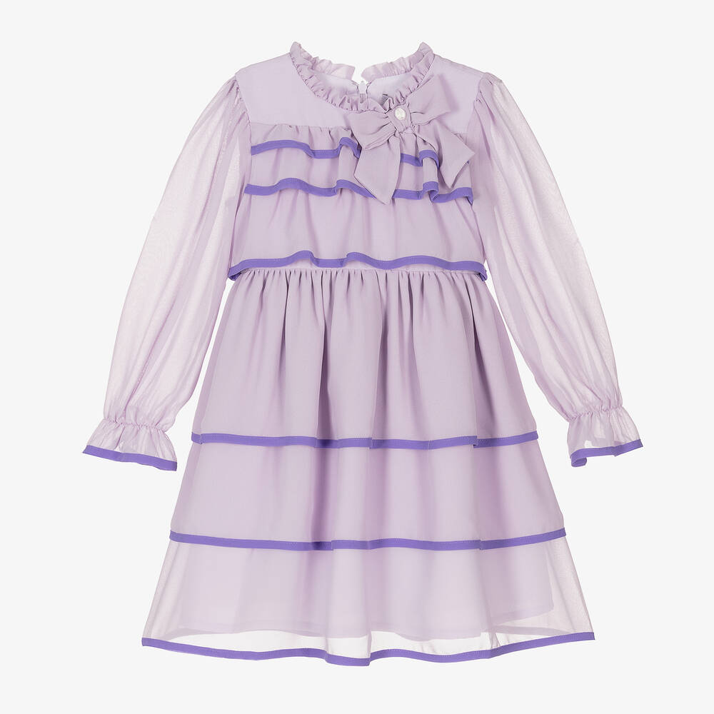 Patachou-Girls Lilac Purple Chiffon Layered Dress | Childrensalon Outlet