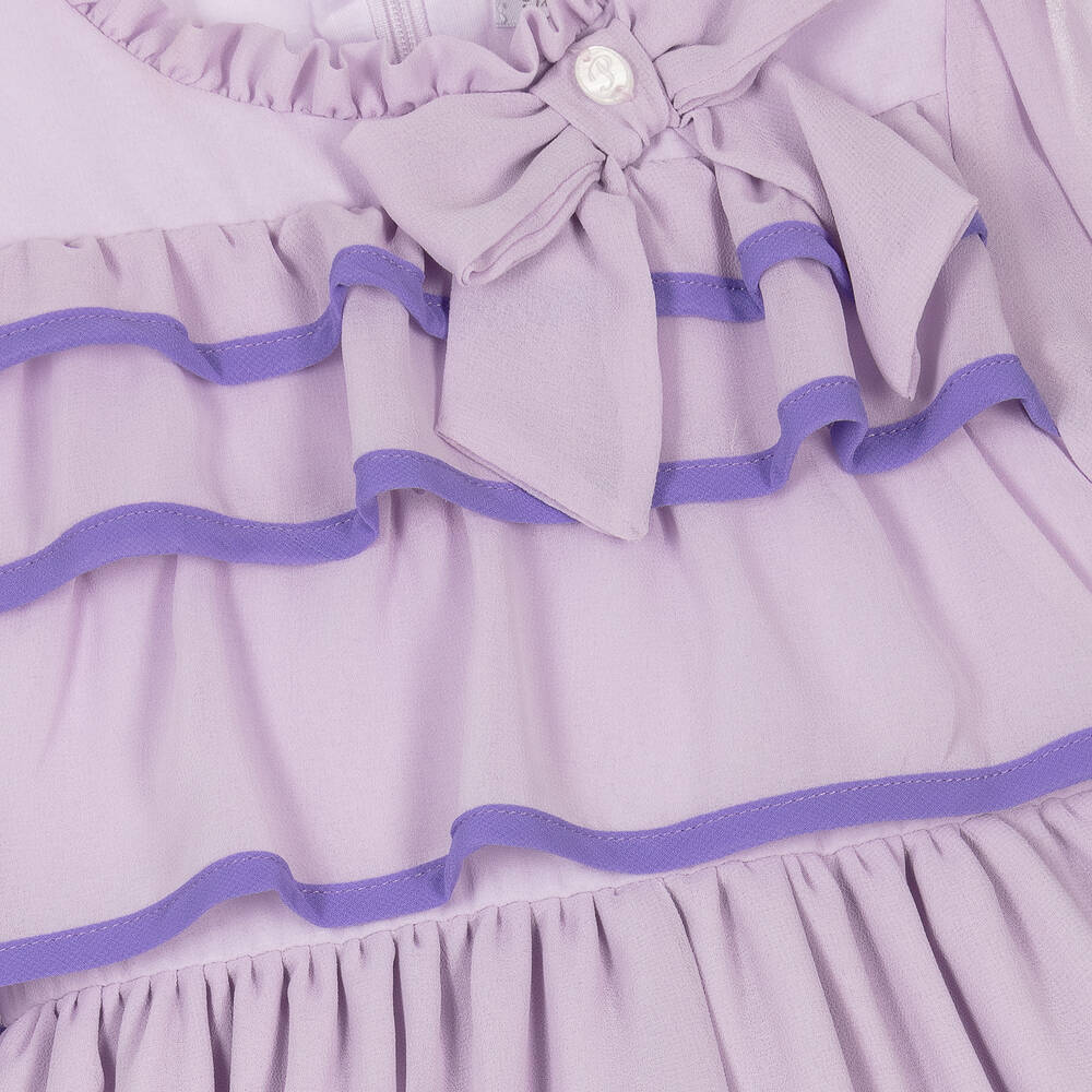 Patachou-Girls Lilac Purple Chiffon Layered Dress | Childrensalon Outlet