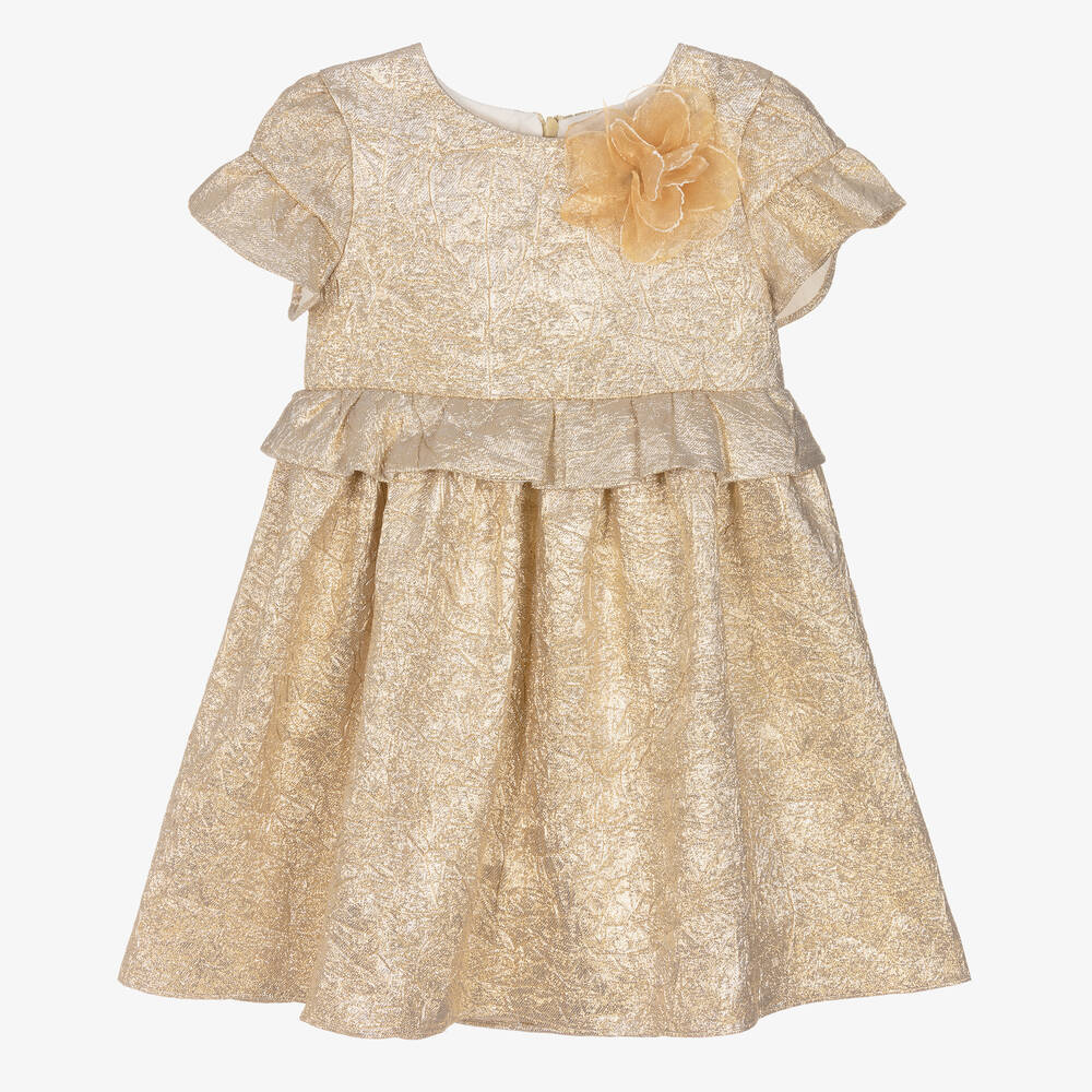 Patachou - Girls Metallic Gold Dress | Childrensalon