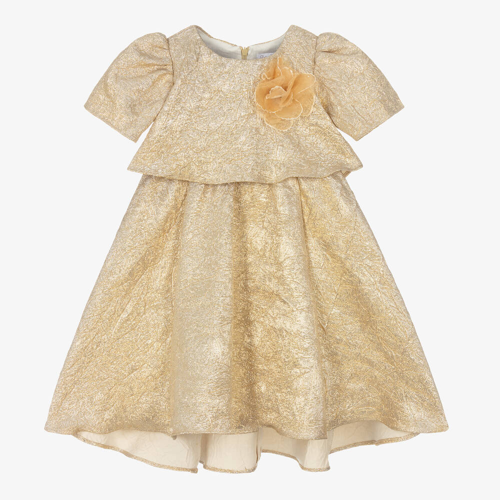 Patachou - Girls Metallic Gold Dress | Childrensalon