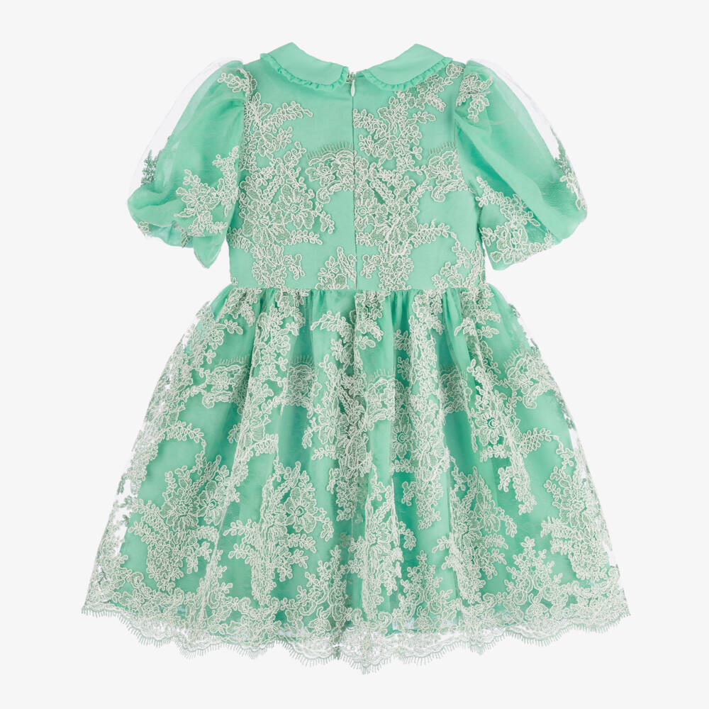 Patachou-Платье из мятного кружева с цветочным узором для девочек | Childrensalon Outlet
