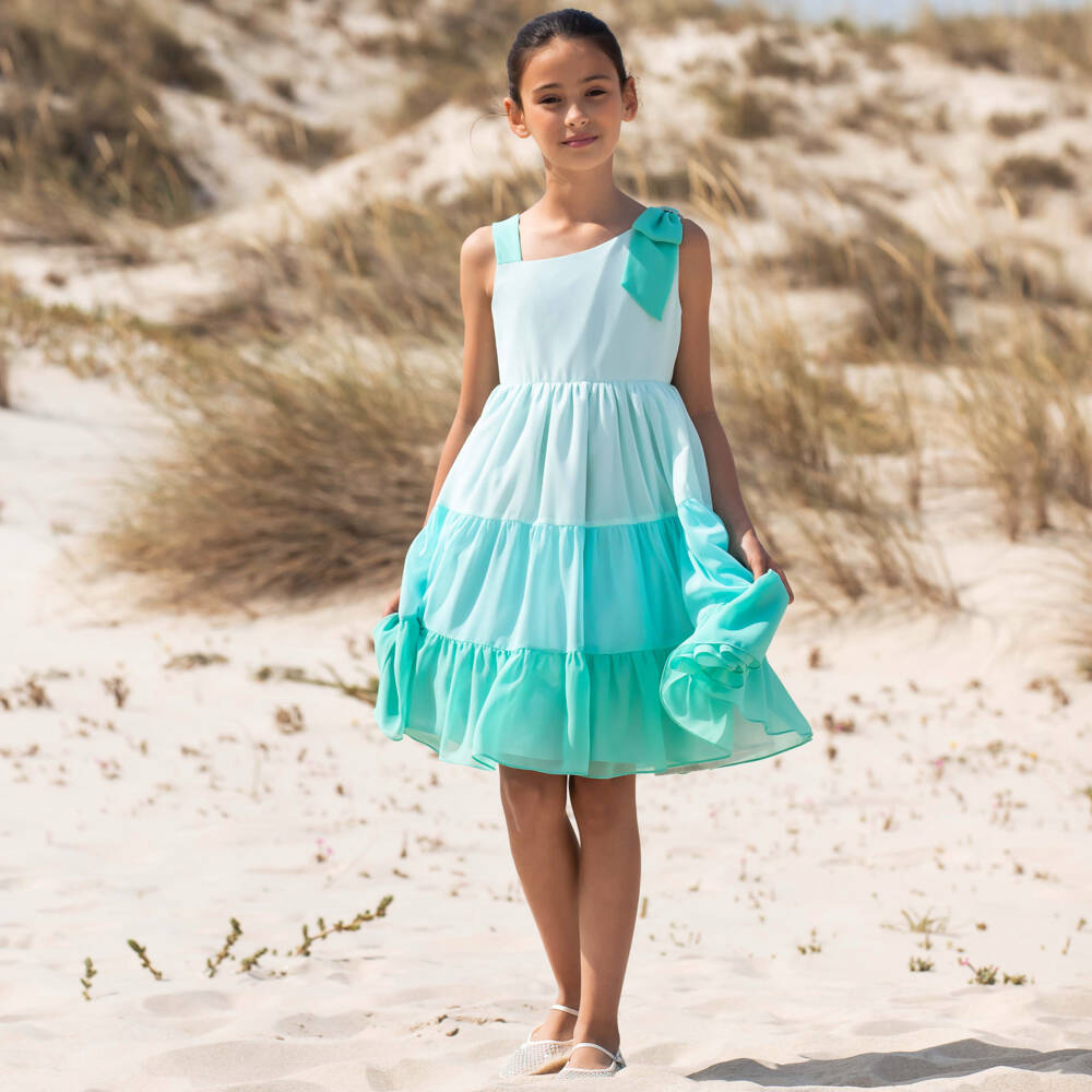 Patachou-فستان شيفون أخضر فاتح للبنات | Childrensalon Outlet