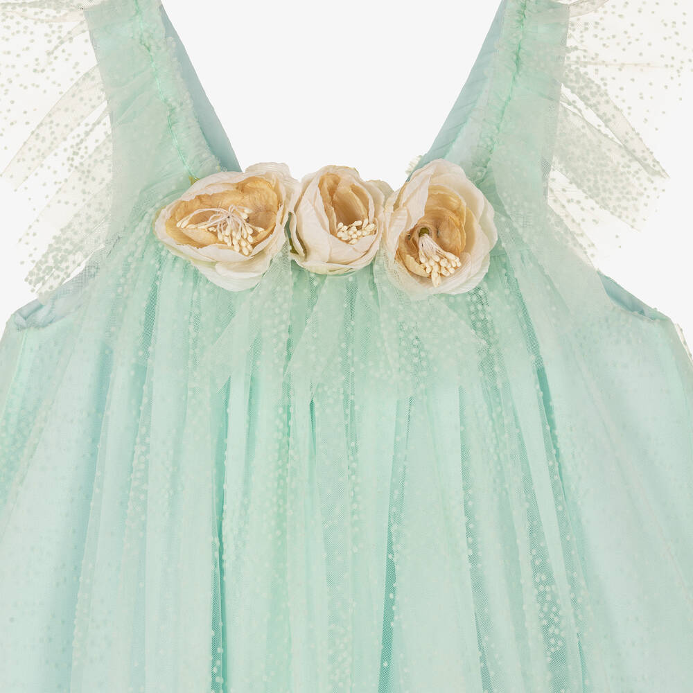 Patachou - Girls Mint Green Tulle Sleeveless Dress | Childrensalon Outlet