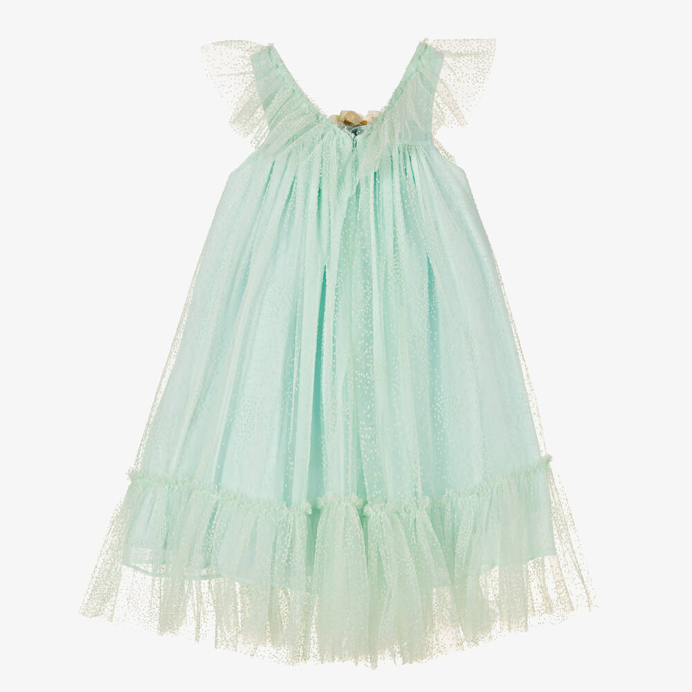Patachou - Girls Mint Green Tulle Sleeveless Dress | Childrensalon Outlet